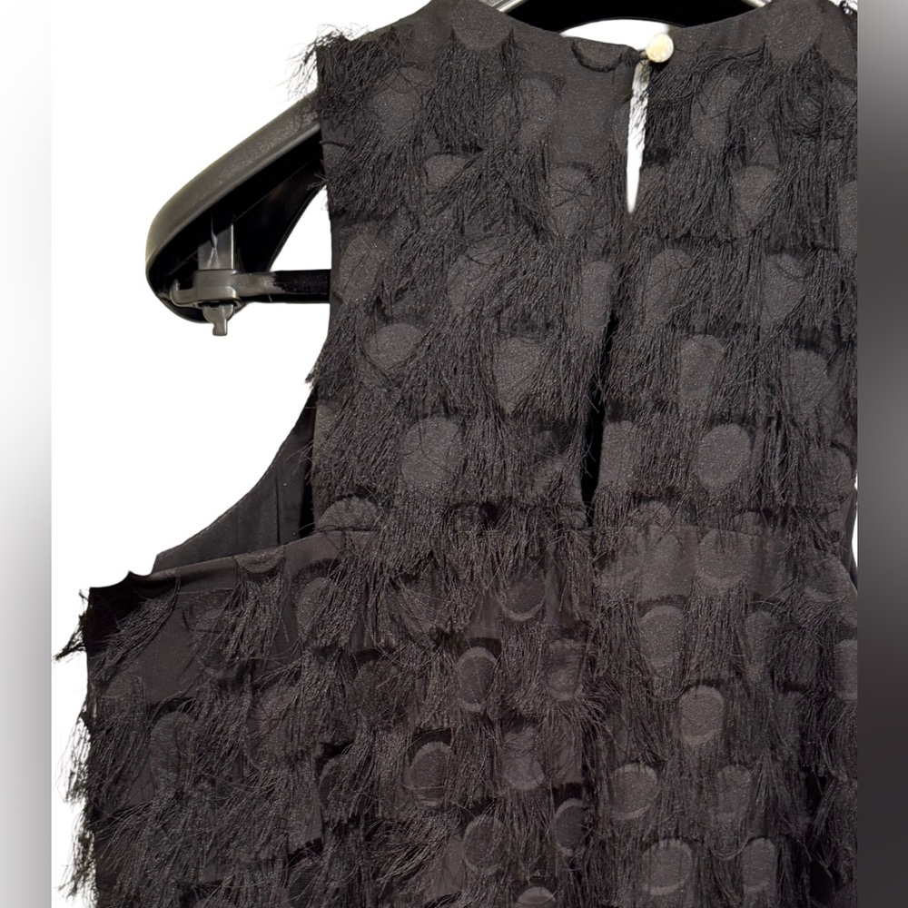 Anthropologie EUC Size 8 Pretty Black Sleeveless Fringe Cocktail Dress (0605) - Picture 7 of 12